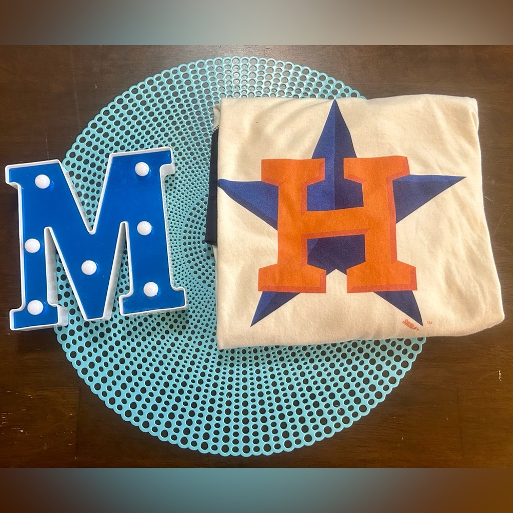 Houston Astros 3/4-sleeve raglan T-shirt made by the brand Stitches.